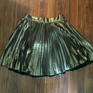 Gold Metallic Pleated Skirt